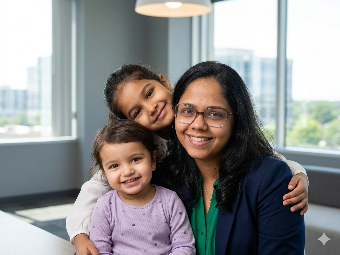 Rucha Shah with her daughters